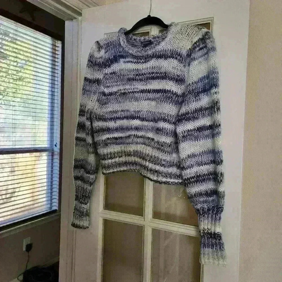 Wild Fable Women's Blue Comfy Cozy Crop Knit Chunky Fall Winter Sweater Medium - Picture 2 of 11